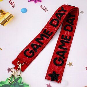 GEORGIA BULLDOGS Red Black Sequin Beaded Crossbody Bag Guitar Handbag Strap